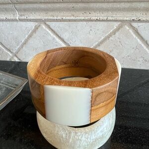 Chunky Wood and Cream Bangles